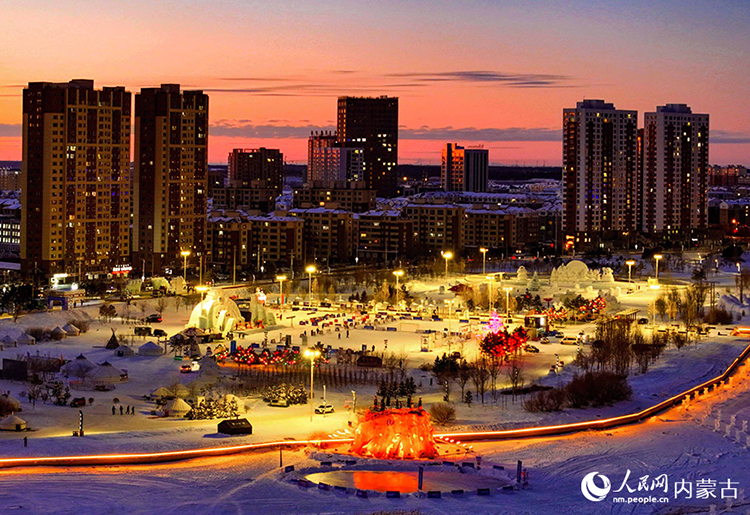 2024年12月20日拍攝的呼倫貝爾市城市越野滑雪公園景色（無人機照片）。王正攝