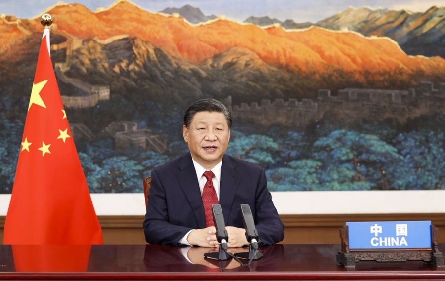 2021年9月21日，國家主席習(xí)近平在北京以視頻方式出席第七十六屆聯(lián)合國大會(huì)一般性辯論并發(fā)表題為《堅(jiān)定信心 共克時(shí)艱 共建更加美好的世界》的重要講話。