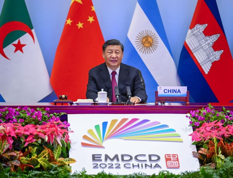 2022年6月24日晚，國家主席習(xí)近平在北京以視頻方式主持全球發(fā)展高層對(duì)話會(huì)并發(fā)表題為《構(gòu)建高質(zhì)量伙伴關(guān)系 共創(chuàng)全球發(fā)展新時(shí)代》的重要講話。