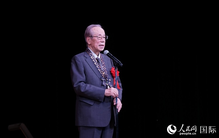 日本前首相福田康夫發(fā)表致辭。人民網(wǎng) 蔣曉辰攝