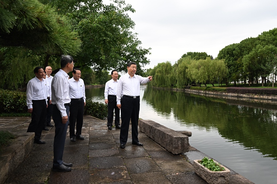 9月20日下午，習(xí)近平總書記在浙東運河文化園考察。新華社記者 謝環(huán)馳 攝