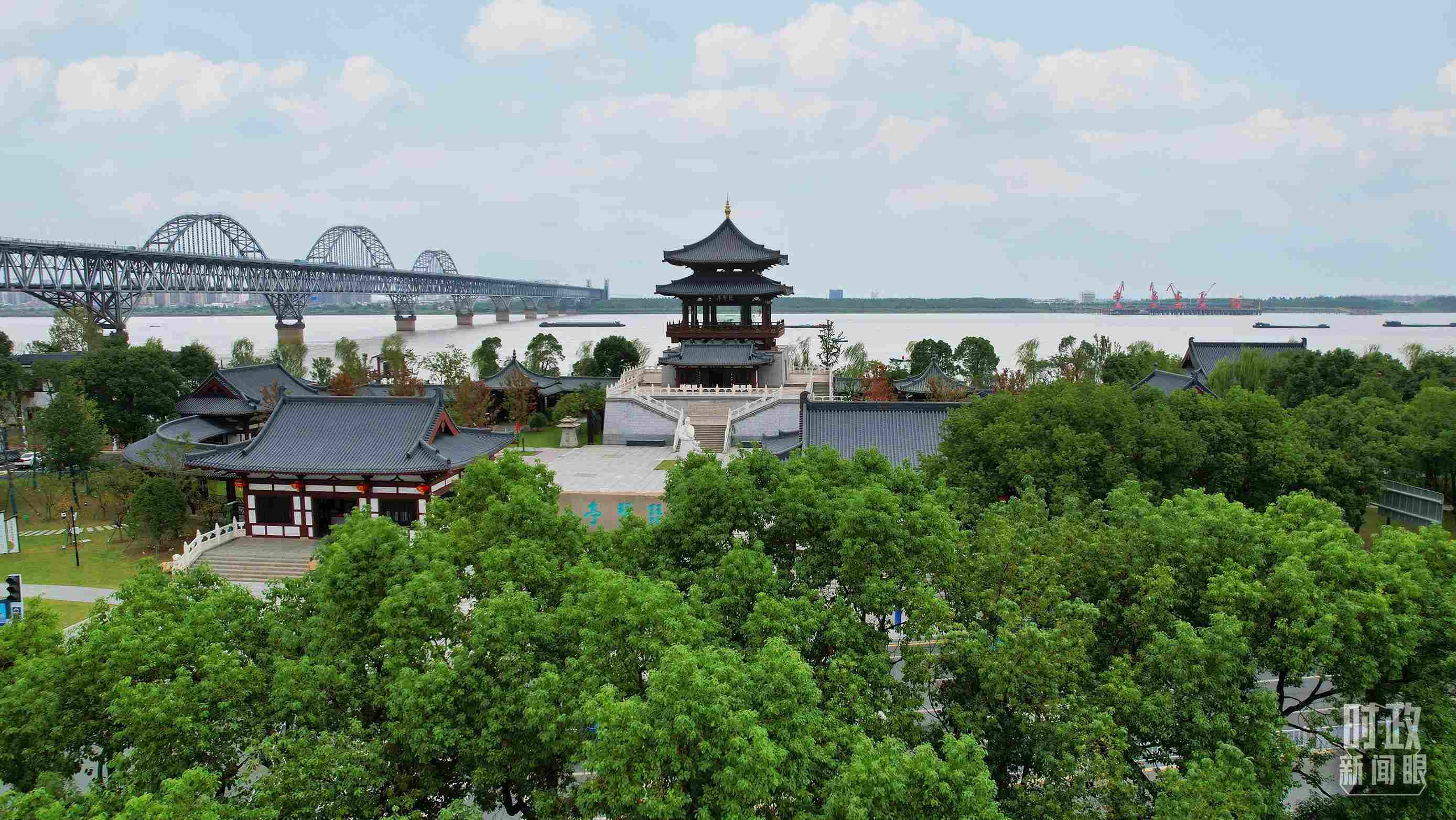 △長(zhǎng)江國(guó)家文化公園九江城區(qū)段。（總臺(tái)記者劉陽(yáng)拍攝）