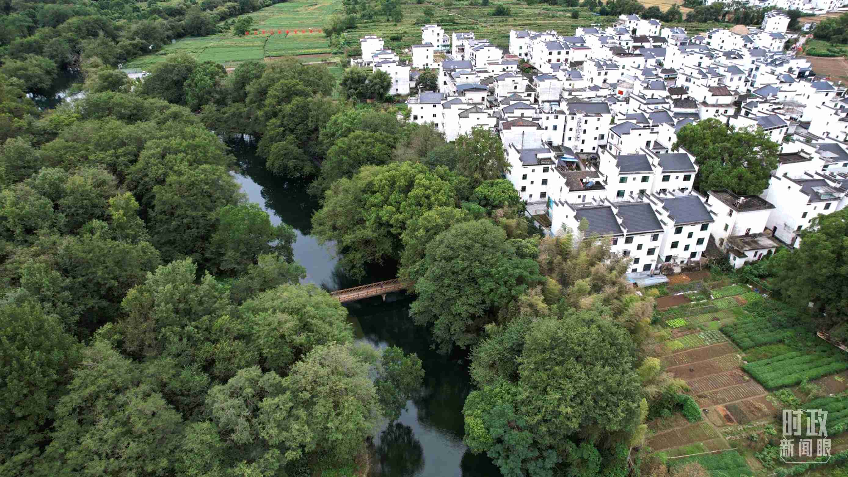 △位于饒河源國(guó)家濕地公園中心地帶的石門村。（總臺(tái)央視記者范凱拍攝）