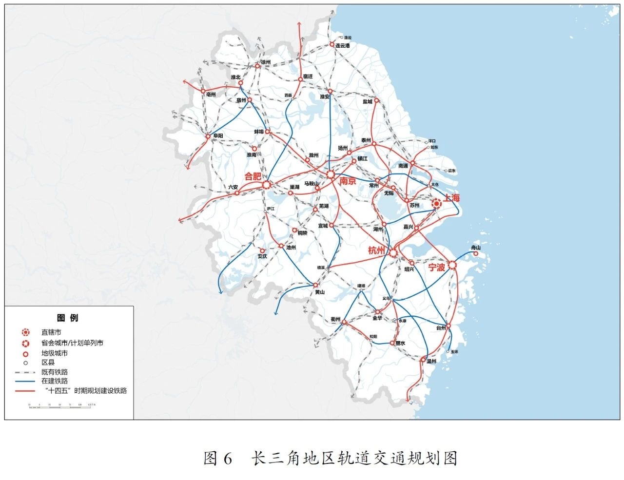 《中華人民共和國國民經(jīng)濟和社會發(fā)展第十四個五年規(guī)劃和2035年遠(yuǎn)景目標(biāo)綱要》長三角地區(qū)軌道交通規(guī)劃圖 新華社發(fā)