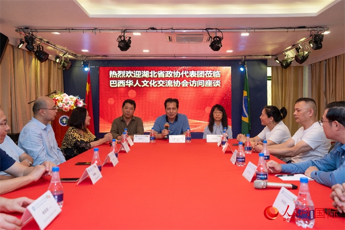 湖北省政協(xié)經(jīng)濟委員會主任王兆民（中）在座談會上致辭。 人民網(wǎng)記者 陳海琪攝