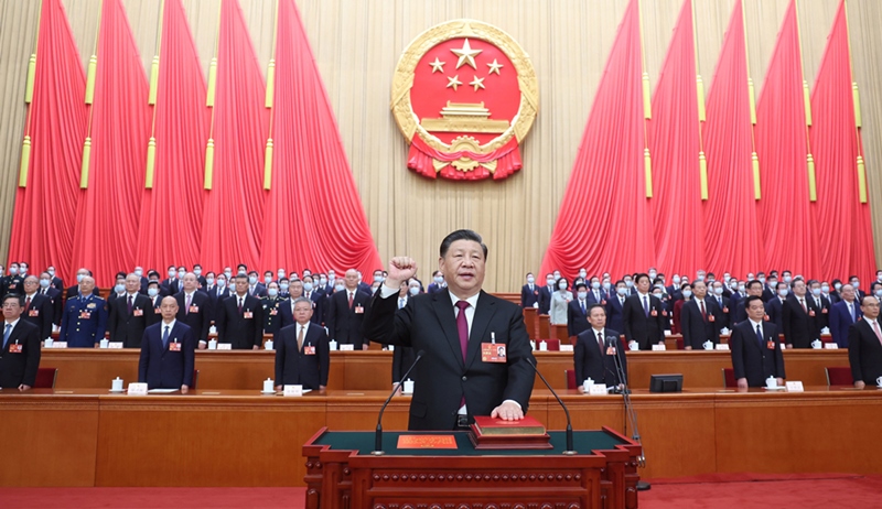2023年3月10日，習(xí)近平進行憲法宣誓。