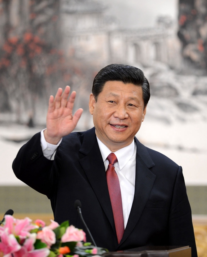 2012年11月15日，剛剛在中共十八屆一中全會上當選中共中央總書記的習近平在北京人民大會堂同采訪十八大的中外記者親切見面。新華社記者 謝環(huán)馳 攝