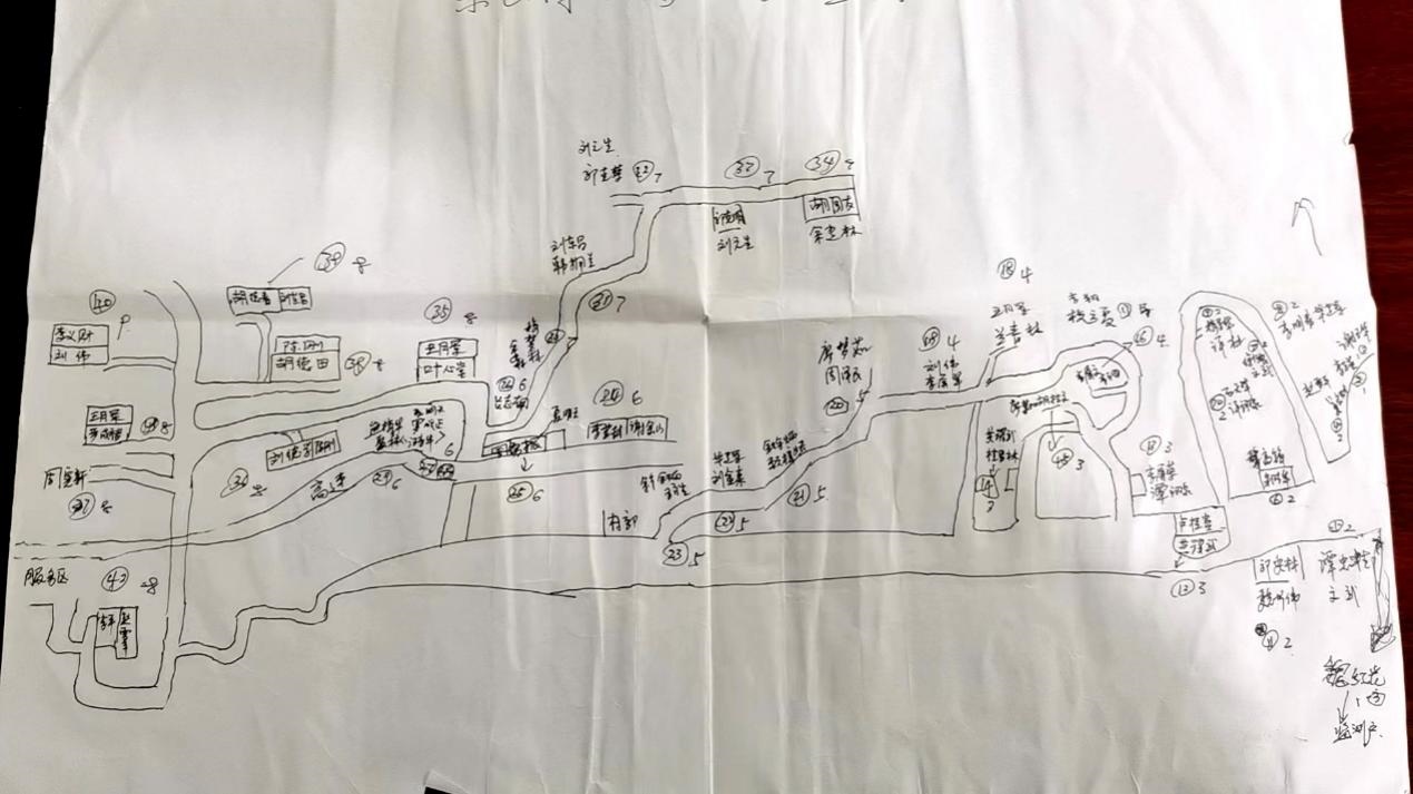 姚國生的手繪地圖上，密密麻麻地記錄著脫貧戶人員信息。人民網(wǎng)記者 邱燁攝。