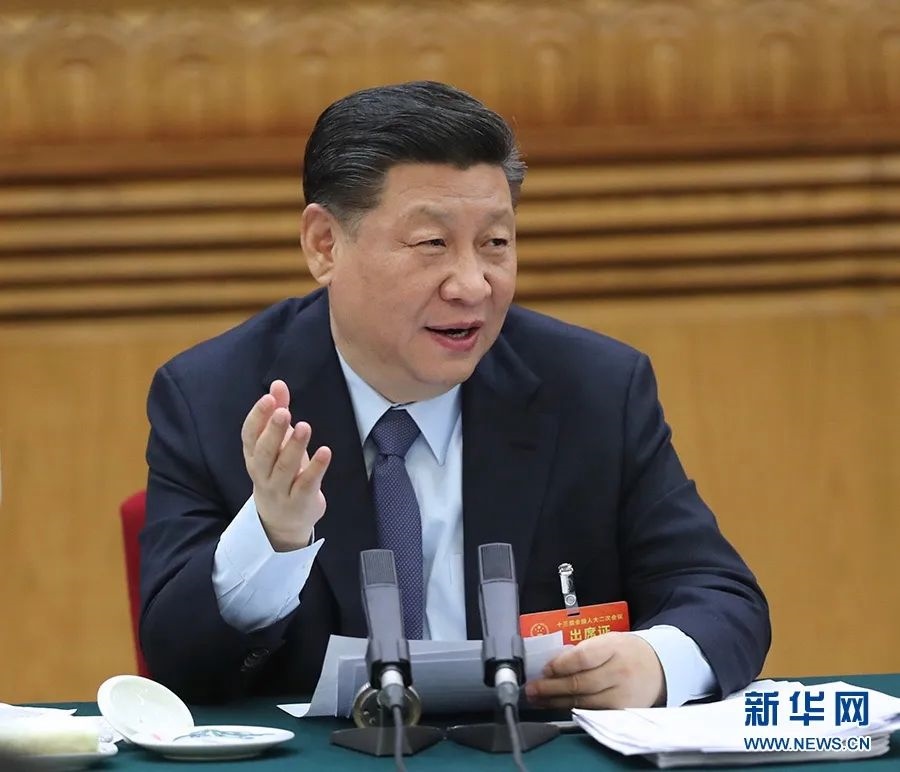2019年3月7日，習(xí)近平參加十三屆全國(guó)人大二次會(huì)議甘肅代表團(tuán)的審議。新華社記者 鞠鵬 攝