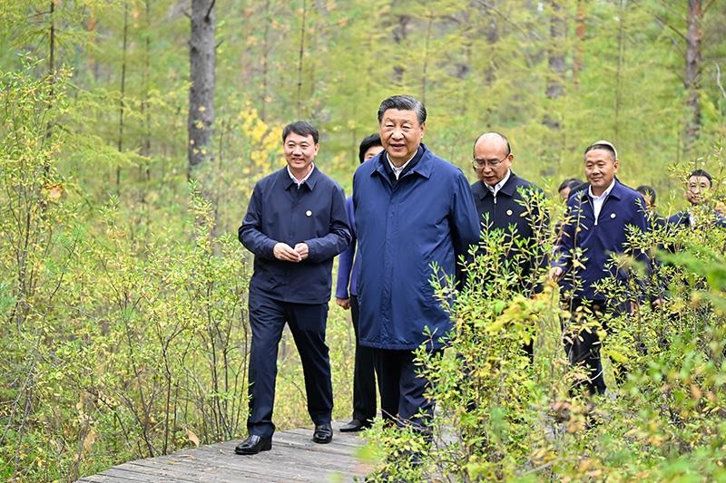 △2023年9月6日，習(xí)近平總書記在大興安嶺地區(qū)漠河市漠河林場自然林區(qū)考察。