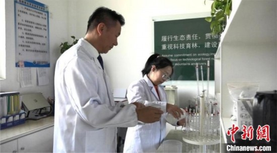 圖為王佐(左一)在廠區(qū)實驗室內(nèi)工作。白先森 攝