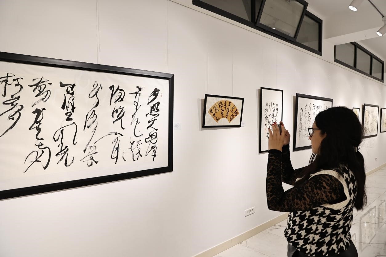 觀眾參觀書法展。拉巴特中國(guó)文化中心供圖