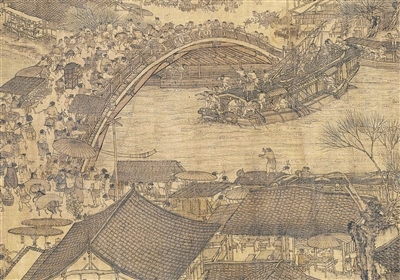 中國畫《清明上河圖》（局部），作者為北宋張擇端。 故宮博物院藏