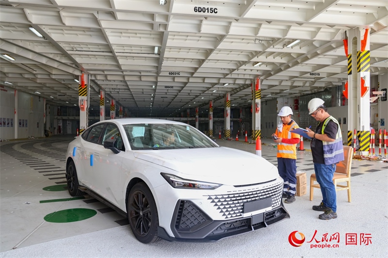 工人正在進行卸車作業(yè)。人民網(wǎng)記者 任皓宇攝
