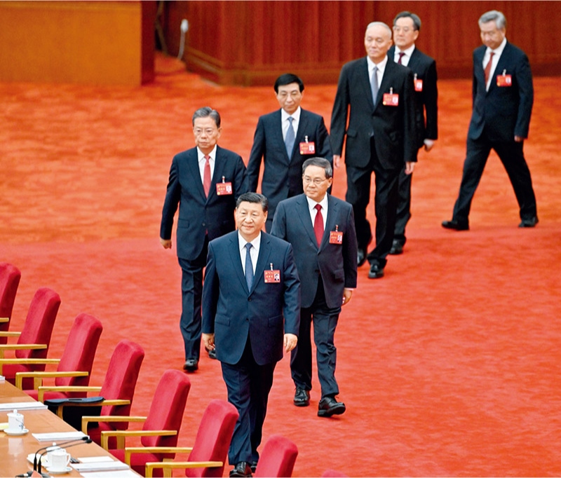 中國共產(chǎn)黨第二十屆中央委員會第三次全體會議，于2024年7月15日至18日在北京舉行。這是習近平、李強、趙樂際、王滬寧、蔡奇、丁薛祥、李希等步入會場。 新華社記者 岳月偉/攝