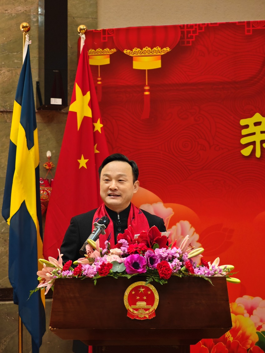 中國(guó)駐哥德堡總領(lǐng)事楊培棟致辭。中國(guó)駐哥德堡總領(lǐng)館供圖