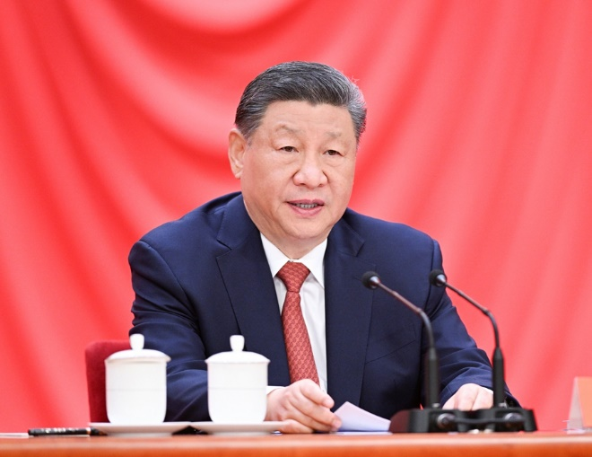 4月28日，慶祝中華全國總工會成立100周年暨全國勞動模范和先進(jìn)工作者表彰大會在北京人民大會堂隆重舉行。中共中央總書記、國家主席、中央軍委主席習(xí)近平出席大會并發(fā)表重要講話。新華社記者 李學(xué)仁 攝