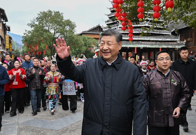 △2025年3月17日，習(xí)近平總書記在貴州黎平縣肇興侗寨考察。